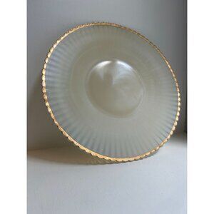 Vintage Macbeth Evans Cremax "Petalware" Pattern Opalescent Glass Dish 10 1/2"